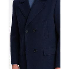 OMBRE Pánský dvouřadový kabát s podšívkou V3 OM-COWC-0107 tmavě modrý MDN124011 S