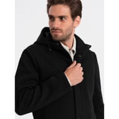 OMBRE Pánský zateplený kabát s kapucí a skrytým zipem V1 OM-COWC-0110 černý MDN124019 XXL