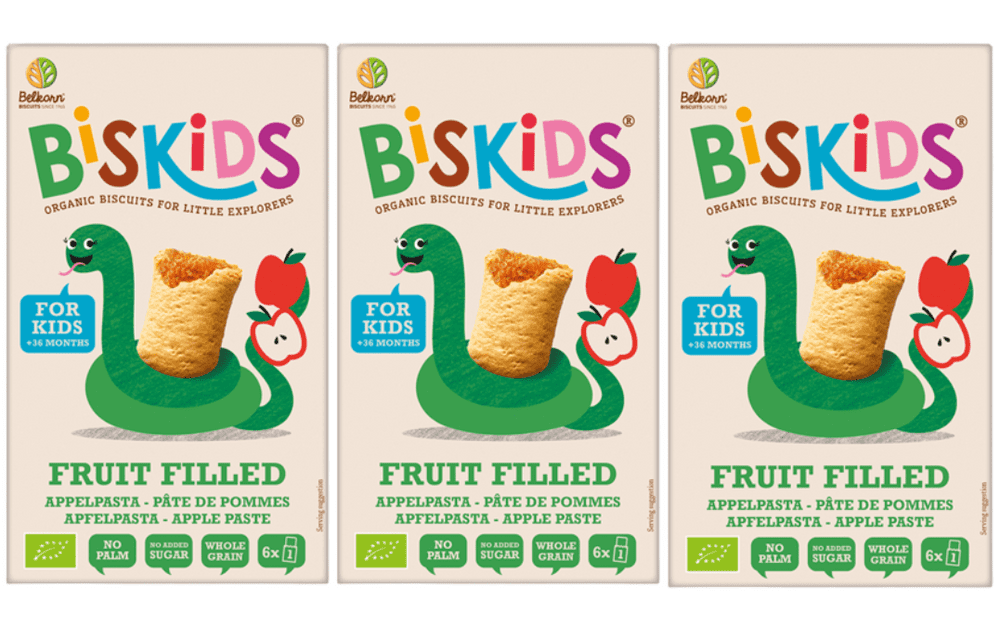 Levně Belkorn 3 x BISkids BIO měkké dětské sušenky s jablečným pyré bez přidaného cukru 36M+ 150g