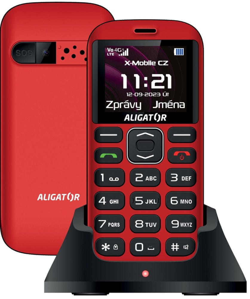 Levně Aligator A720 4G Senior Black Red