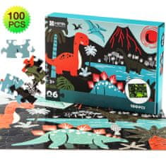 Aga4Kids Dětské svítící puzzle Dinosauři 100 dílků