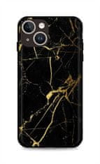 TopQ Kryt LUXURY iPhone 15 pevný Marble černo-zlatý 111299