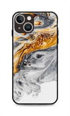 TopQ Kryt LUXURY iPhone 15 pevný Marble šedo-zlatý 111298