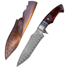 IZMAEL Damaškový lovecký nůž MASTERPIECE Kameko-Tm.Hnědá KP29025