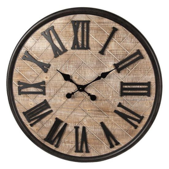 Clayre & Eef Nástěnné hodiny dřevěné 76 cm
