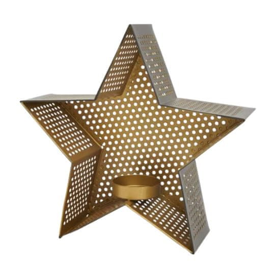 Ostatní Svícen zlatá Hvězda na čajovou svíčku 18 cm
