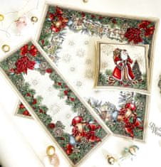 Dimex Vánoční gobelínový ubrus chenille, Vánoční motiv s domečky a borovicí 40 x 100 cm, GO-rn-2