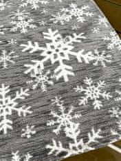 Dimex Vánoční gobelínový ubrus chenille, Bílé vločky na šedém podkladu 100 x 100 cm, GO-cs-1