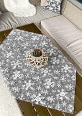 Dimex Vánoční gobelínový ubrus chenille, Bílé vločky na šedém podkladu 100 x 100 cm, GO-cs-1