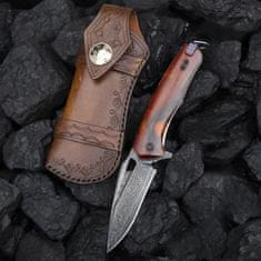 IZMAEL Damaškový lovecký skládací nůž MASTERPIECE Tadashi-Hnědá KP29050