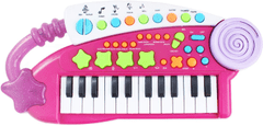 INTEREST Dětský 24 klávesový elektronický klavír v dívčích barvách..