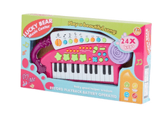 INTEREST Dětský 24 klávesový elektronický klavír v dívčích barvách..