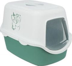 Trixie WC VICO kryté s dvířky s potiskem, bez filtru 56 x 40 x 40 cm, zelená/bílá - DOPRODEJ