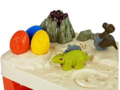 Lean-toys Odkládací Stolek Dort Dinosauři Vejce Forma Sopka Svítící Lávou 4 Barvy