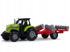 Lean-toys Zelený Traktor Shrnovač Farma Zvuk