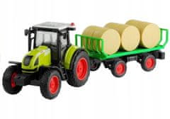 Lean-toys Traktor S Přívěsem Senem Svítí Hra 37,5 Cm