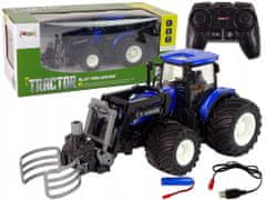 Lean-toys Traktor Na Dálkové Ovládání S Chapačem Modrý