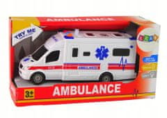 Lean-toys Auto Ambulance Světla Zvuk Bílá Pohon
