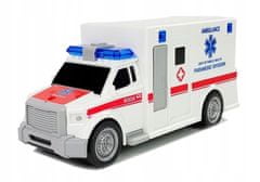 Lean-toys Ambulance S Frikčním Pohonem Bílá Na Baterie 1:20 Zvukem