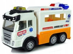 Lean-toys Ambulance Autíčko Na Baterie Světlo Zvuky