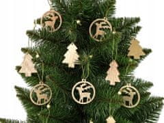Lean-toys Vánoční Koule Dřevěné Vánoční Stromky Renifer Ozdoba Na Vánoční Stromek 12 Kusů