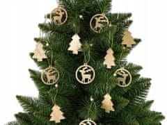 Lean-toys Vánoční Koule Dřevěné Vánoční Stromky Renifer Ozdoba Na Vánoční Stromek 12 Kusů