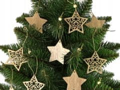 Lean-toys Vánoční Koule Dřevěné Hvězdy Hvězdičky Ozdoba Na Vánoční Stromeček 12 Kusů