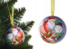 Lean-toys Vánoční Bombička Kovová Ozdoba Na Vánoční Stromeček Mikuláš Sněhulákem Modrá