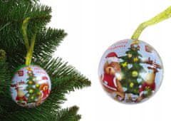 Lean-toys Vánoční Bombička Kovová Ozdoba Na Vánoční Stromeček Medvídek Losos