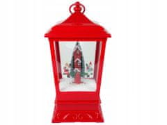 Lean-toys Vánoční Lampion Světla Spící Sníh Mikuláš Červený