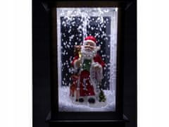 Lean-toys Vánoční Dekorace Lampa Lucerna Santa Clausem Bílá Koledy Světla