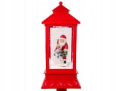 Lean-toys Vánoční Dekorace Lampa Lucerna Santa Clausem 2V1 Koledy Světla