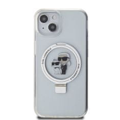 Karl Lagerfeld & Choupette Ringstand průhledný kryt s MagSafe na iPhone 15 Průhledná