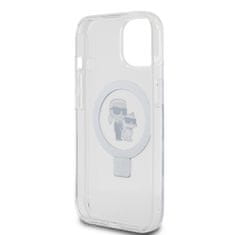 Karl Lagerfeld & Choupette Ringstand průhledný kryt s MagSafe na iPhone 15 Průhledná