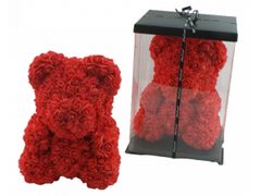 InnoVibe Valentýnský červený medvídek se srdcem z růží - 40 cm