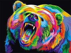 InnoVibe Sada na diamantové malování - duhový medvěd s otevřenou tlamou