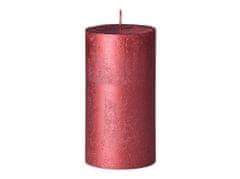 Bolsius Rustic Shimmer Válec 68x130mm Red, červená svíčka
