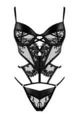 Beautynight Erotické body Leonela teddy + Ponožky Gatta Calzino Strech, černá, S/M