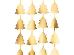 PartyDeco Dlouhá opona vánoční stromky zlaté 100x245cm