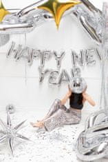 PartyDeco Balónkový banner Happy New Year stříbrný 422x46cm