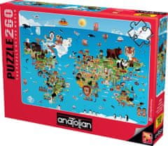 AnaTolian Puzzle Kreslená mapa světa 260 dílků