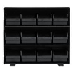 MCW Úložný box M10, úložný systém pro krabice s malými díly, 12 vyjímatelných přihrádek, 30x33x8cm, černý