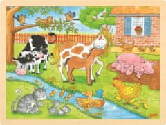 Goki Dřevěné puzzle Život na farmě 48 dílků