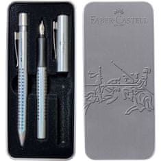 Faber-Castell Souprava Grip Glam plnicí pero M+kuličkové pero, Silver