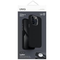 UNIQ UNIQ Lyden koženkový kryt iPhone 15 Pro Černá