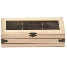 Excellent Houseware Dřevěná čajová krabička SWEET HOME, 24 x 9 x 9 cm, světle hnědá
