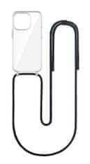 TopQ Kryt Simple iPhone 15 Pro s černou šňůrkou průhledný 111377