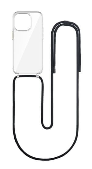 TopQ Kryt Simple iPhone 14 Pro s černou šňůrkou průhledný 111402