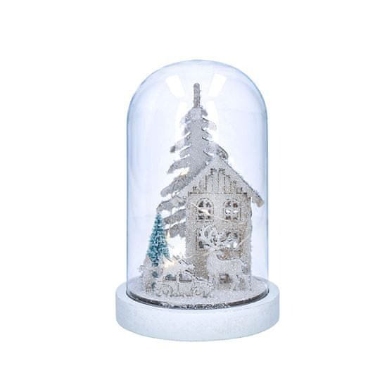 Levně Solight LED vánoční dekorace, zasněžená krajina s domkem, 18cm, 10x LED, 2x AAA
