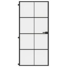 Greatstore Interiérové dveře úzké černé 93x201,5 cm tvrzené sklo a hliník